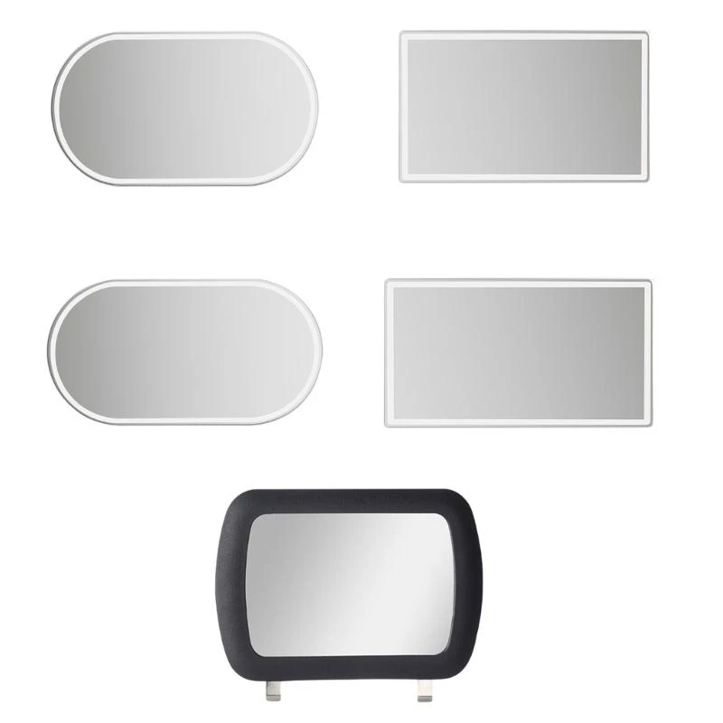 41XA Car Interior Sun Visors Makeup Mirror Stainless Steel Universal Adhesive for Women Girl Cosmetic Mirror