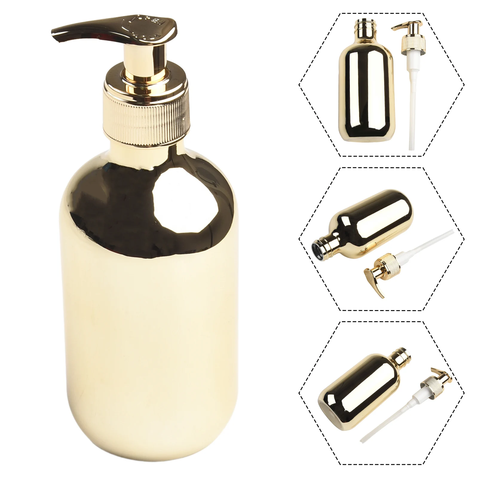 

Серебряная бутылка для жидкого мыла для ванной комнаты, 300 мл, дозатор мыла, дозатор мыла, легкие наполнения, элегантный дизайн, быстрое открытие