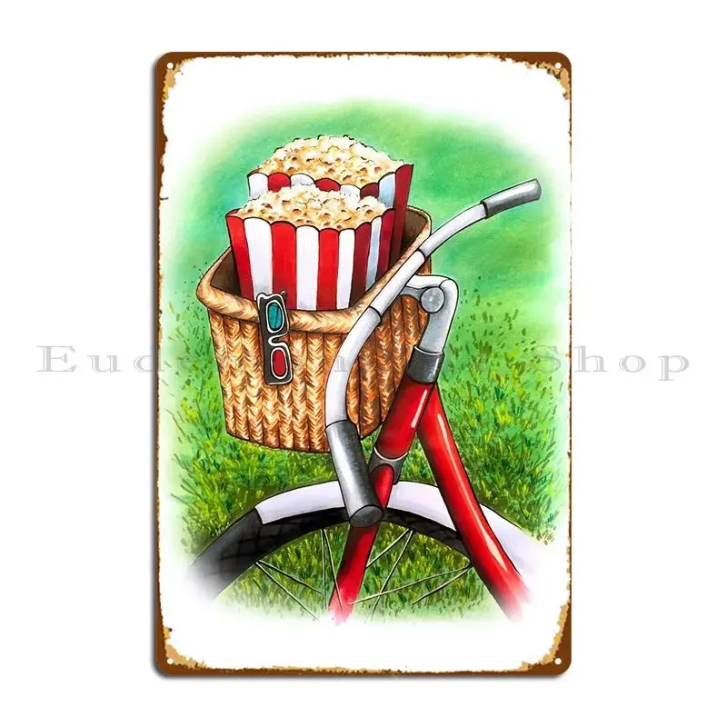 Bicycle And Popcorn Metal Sign Wall Decor Pub Print Club Wall Mural Tin Sign Poster