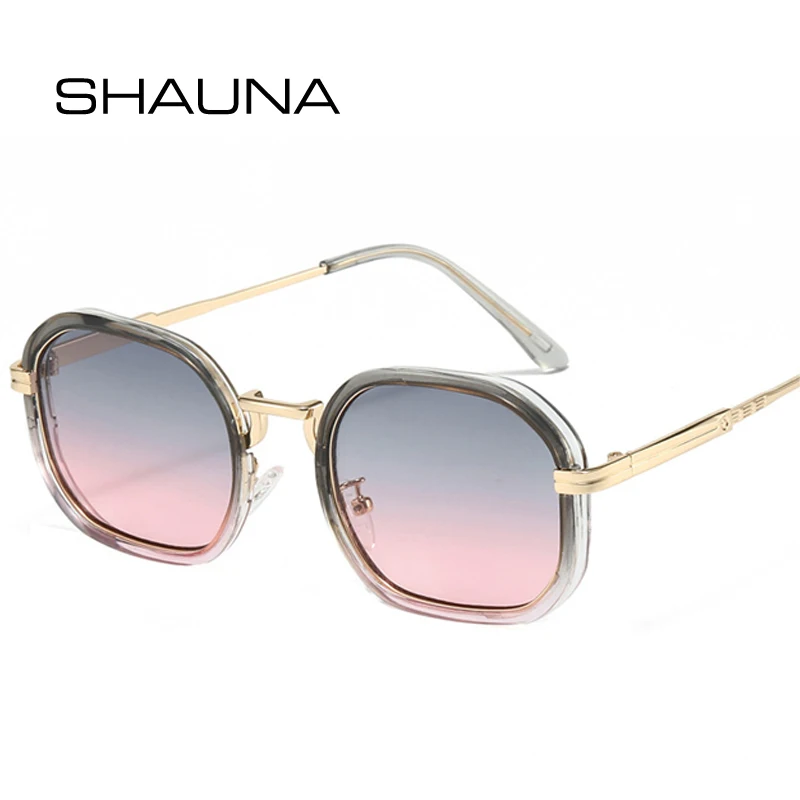 SHAUNA Fashion Gradient Women Sunglasses Shades UV400 Retro Square Men Sun Glasses