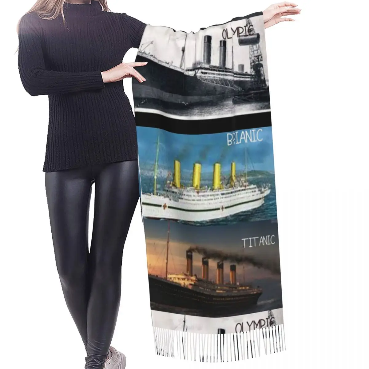 Titanic Britanic Zus Schip Ijsberg Witte Ster Liners Sjaal Sjaals voor Vrouwen Zachte Warme Sjaals en Wraps Grote Sjaal Wrap