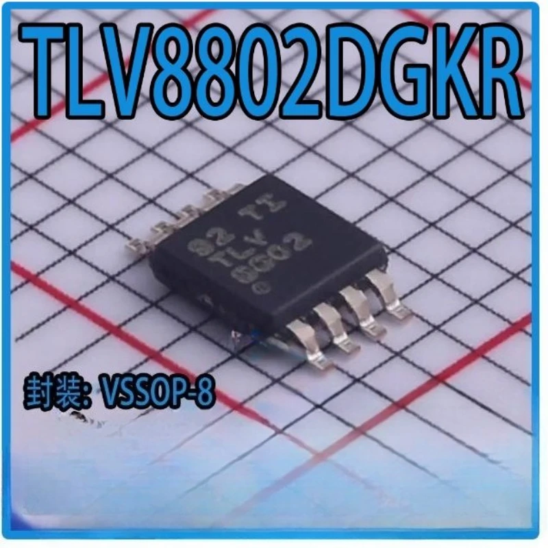 

10 шт./лот TLV8802DGKR TLV8802 VSSOP-8 двухканальный, 5,5 В, 6 кГц, сверхнизкий статический ток (320 нА) операционный усилитель RRIO