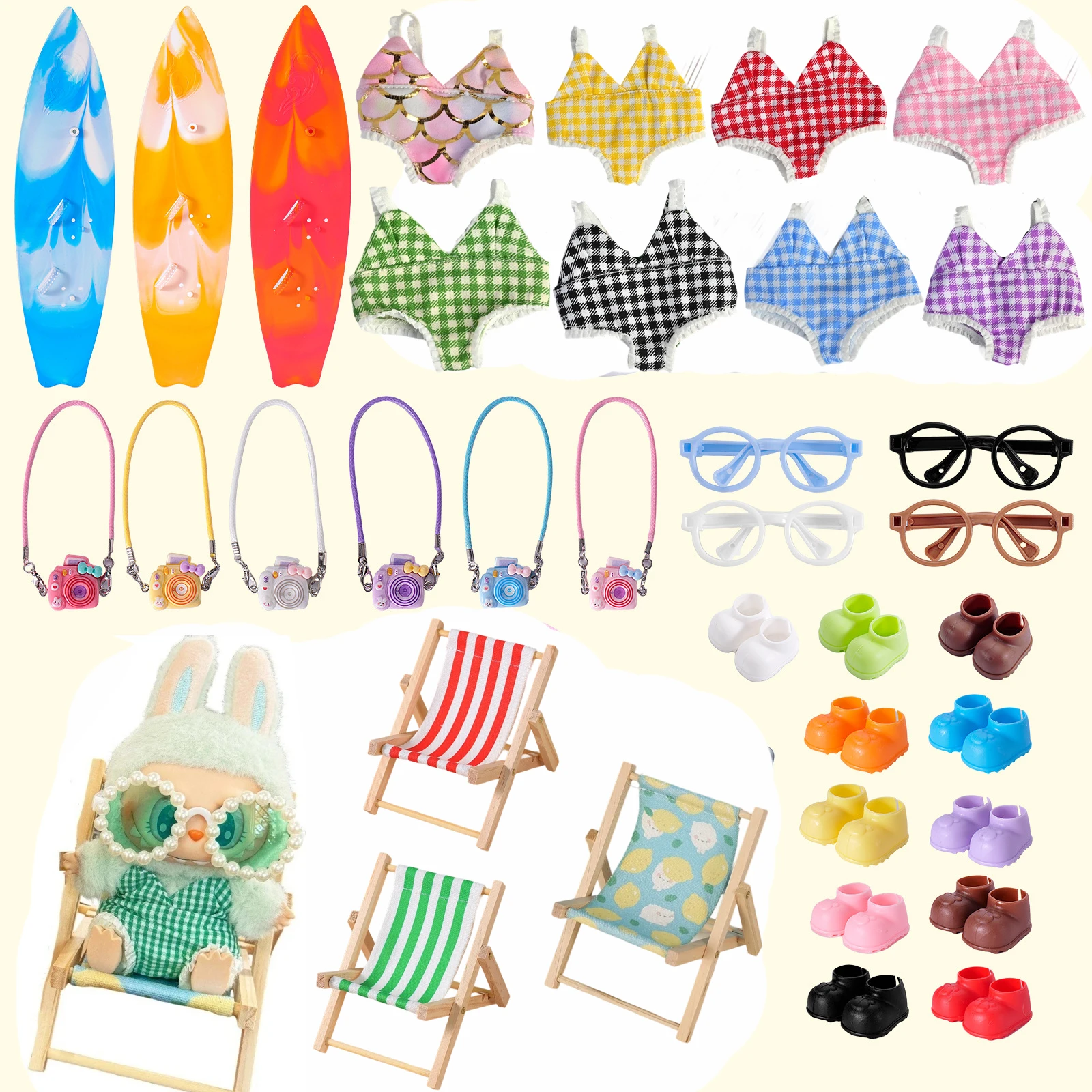 

Swimsuit Sunglasses Shoes Accessories For Ropa labubu 3.0 labubu V1 V2 V3 Beach Accessories