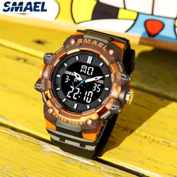 Quartz Watches Male Clock SMAEL Brand Wristwatches 50M Waterproof Stopwatch Week Display Alarm Clocks 8080 Men Watch Sports Time