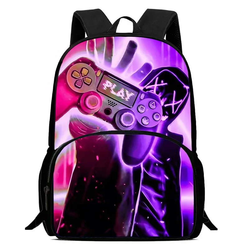 

Child School Backpack with Front Pocket,Cartoon Gameconsoles Child School Bags for Boys,Durable Kids Backpack for Pupil Students