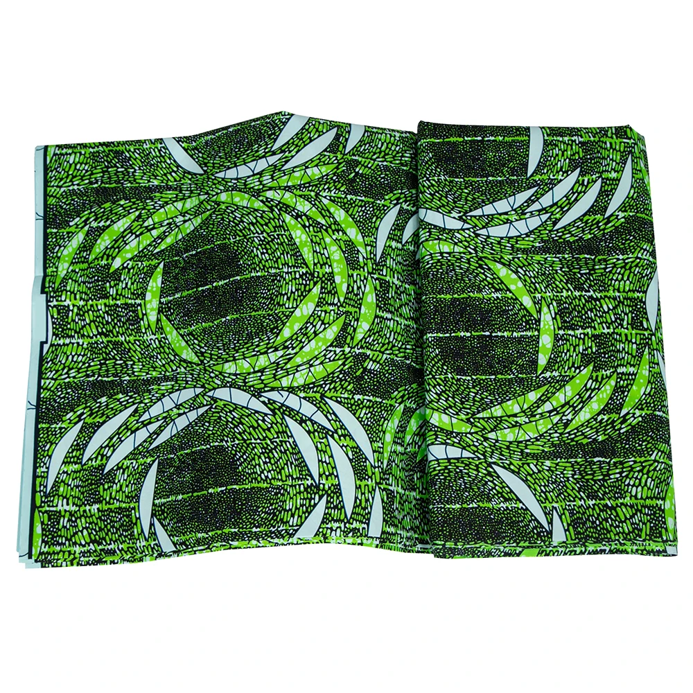 Premium Quality Green African double-faced  Polyester Wax Print Fabric for DIY Crafting and Sewing S-9