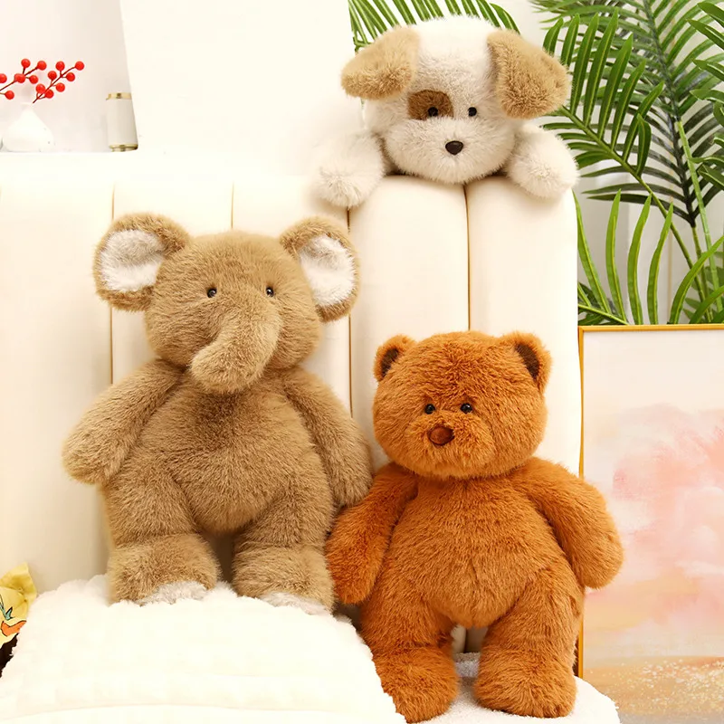 귀여운 강아지 봉제인형, 포옹하기 좋은 회색 코끼리 토끼 곰 인형, 부드러운 봉제인형
