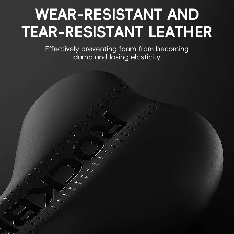 ROCKBROS Bicycle Saddle Comfortable Cycling Cushion Shock Absorption Wear-Resistant Bike Saddle PU Leather Breathable Cushion