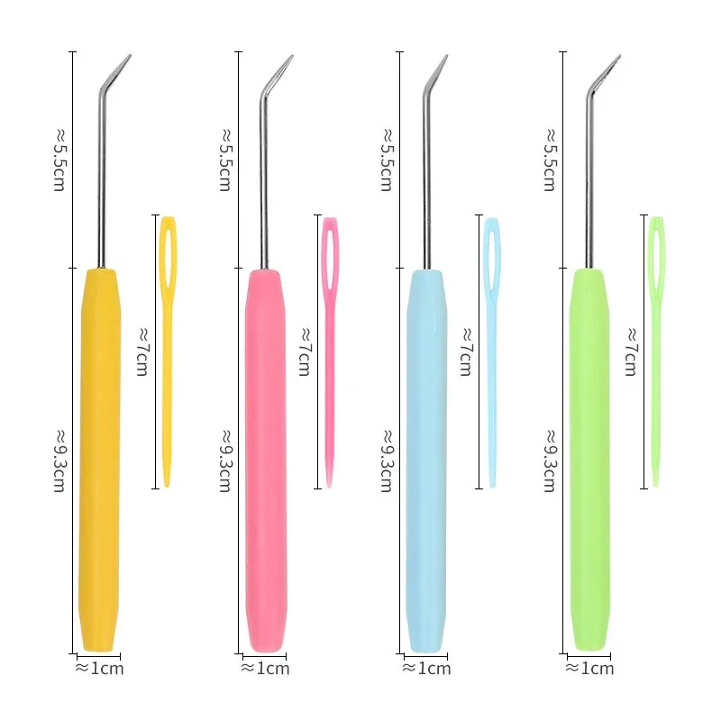 Conjunto de gancho de tear de malha, gancho de crochê de tricô com 2 peças de agulhas de tricô de plástico, kit de gancho de agulha de crochê dobrado, acessórios de ferramentas de costura
