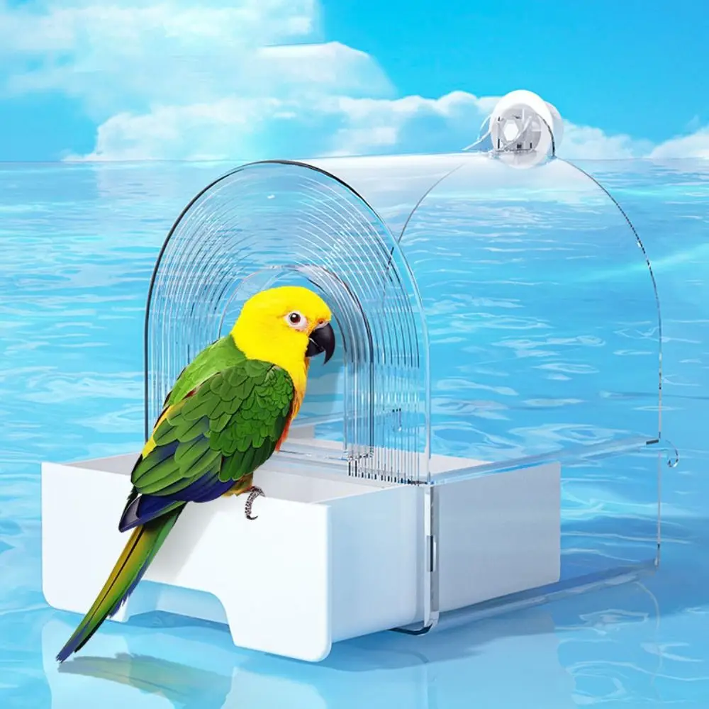 Cajón de bañera colgante para loros, jaula de baño para pájaros a prueba de salpicaduras, caja de ducha para pájaros montada en la pared grande, periquitos