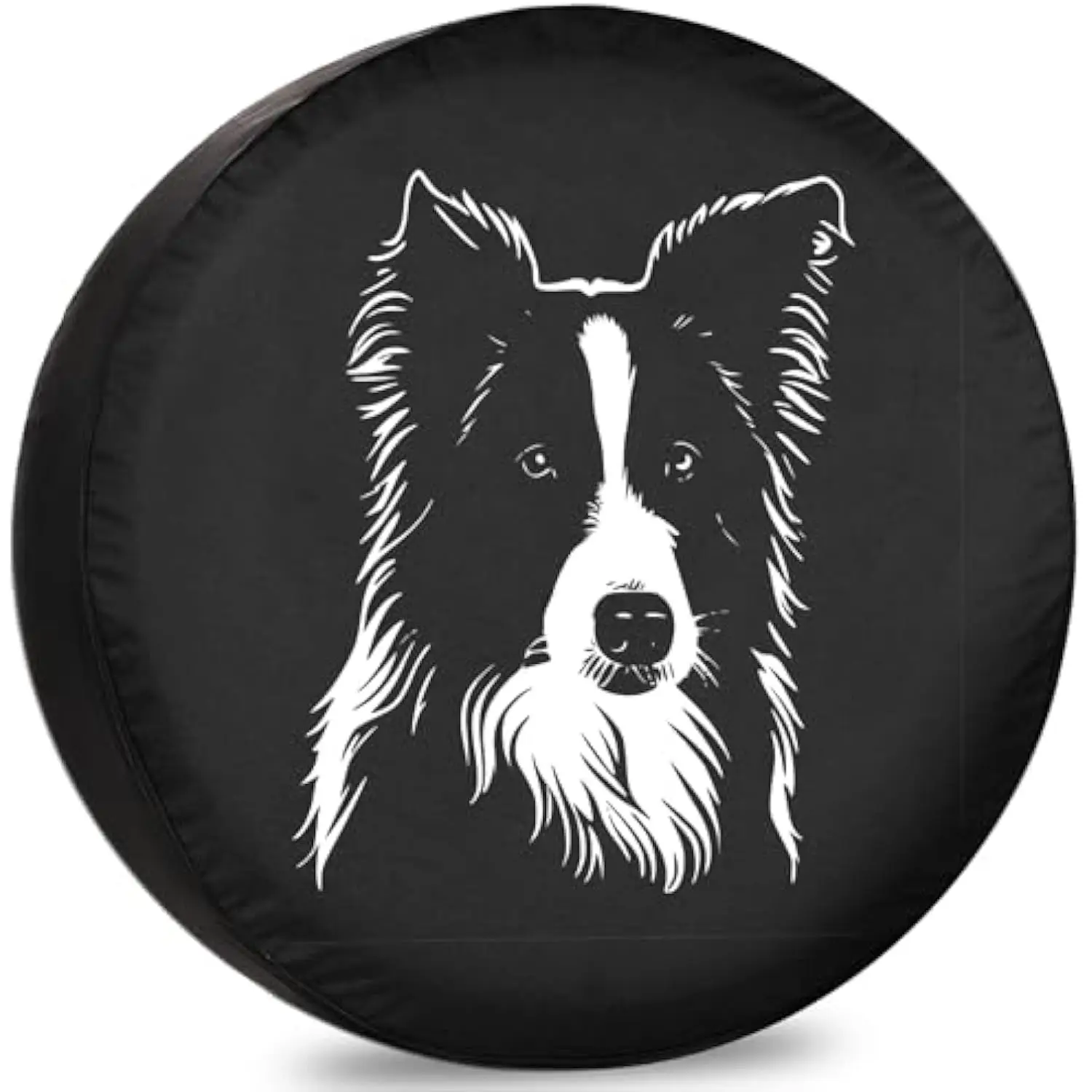 

Border Collie Dog Face Spare Tire Cover Weatherproof Vinyl Wheel Protector for RV Boat