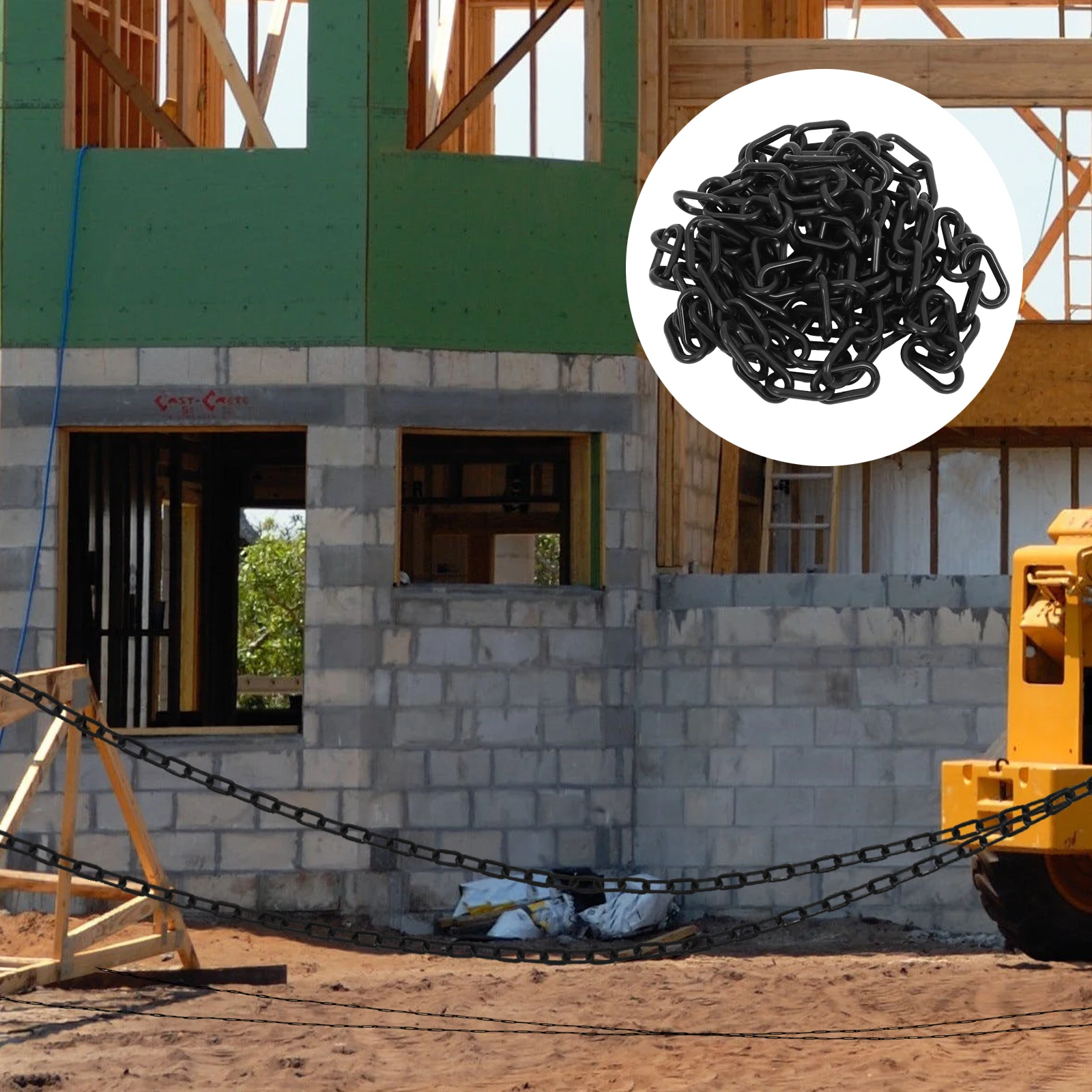 

10mm Large Plastic Chains Black Color 5m Length for Halloween Stage Props Industrial Safety Decor Barrier Chain Reusable