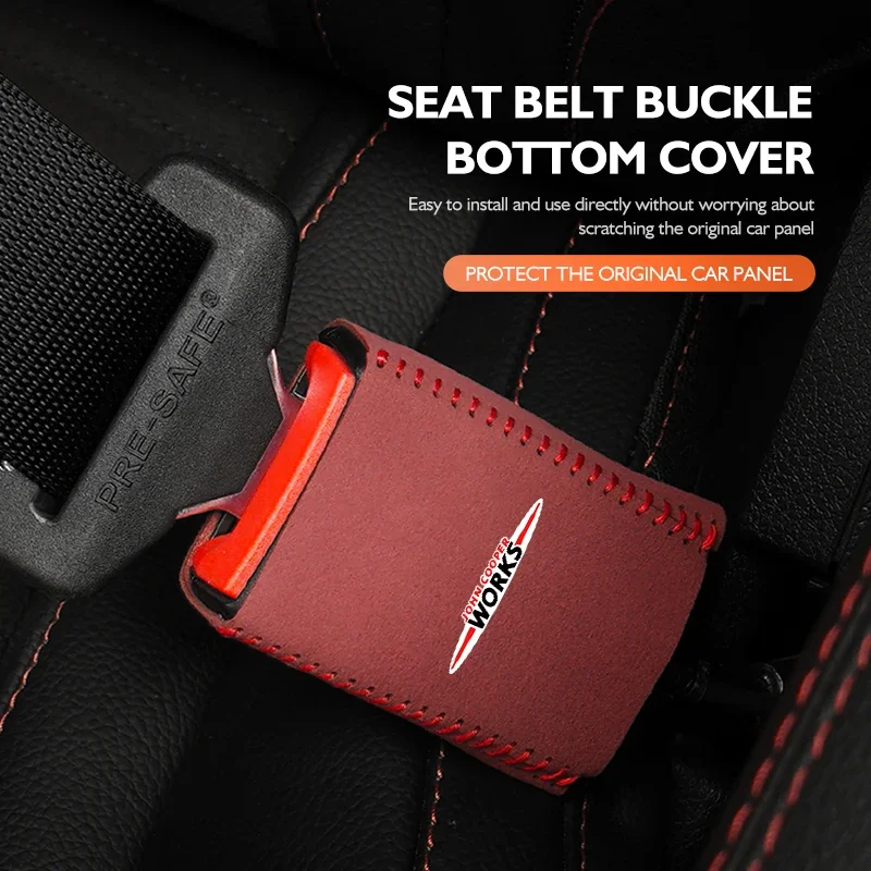 Car Seat Belt Base Buckle Protector Cover Accessories For MINI R56 F54 F57 R70 JCW F60 F55 John Cooper Works