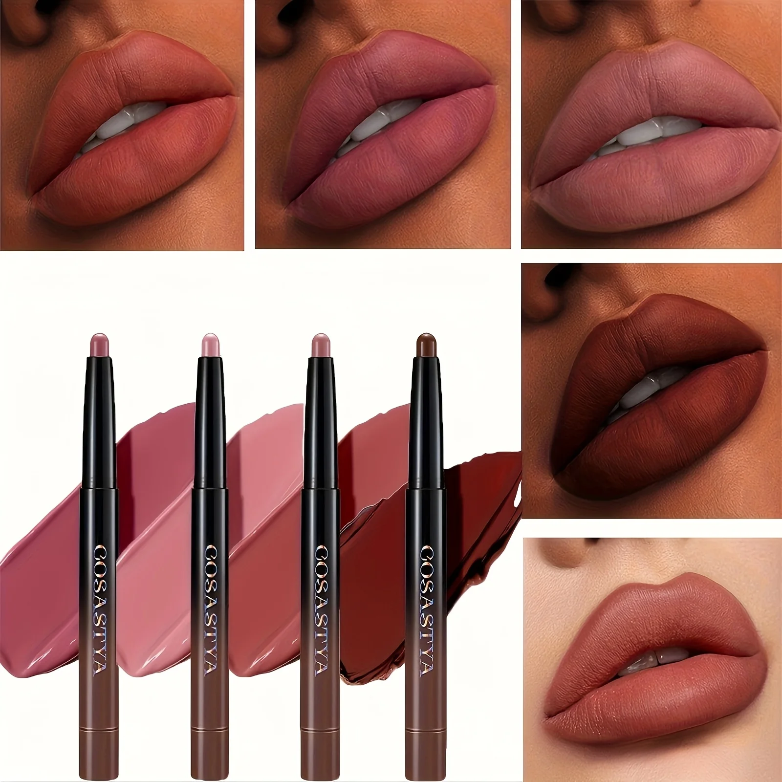 lápiz labial, crayón labial mate, delineador de labios de alto pigmento, lápiz labial mate, lápiz labial hidratante resistente al agua y duradero