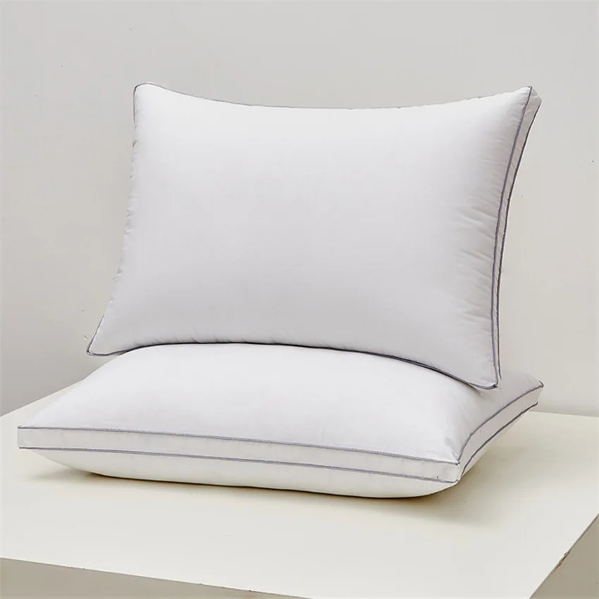 

High End 100% Goose Down and Goose Feather Pillow 2PCS Five Star Hotel Bed Pillows Neck Protection Slow Rebound Cotton Shell