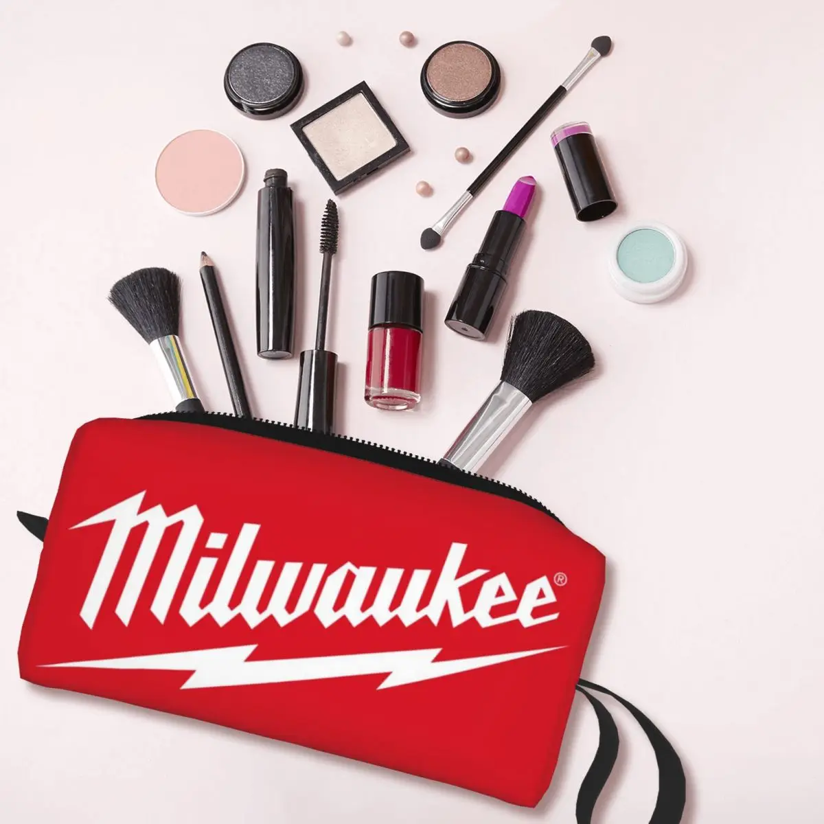 Bolsa de maquillaje grande con logotipo Popular de W-milwaukeed, bolsa con cremallera, bolsas de cosméticos de viaje, bolsa de aseo portátil para