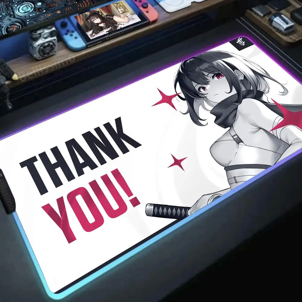THANK YOU DIY games computer Mouse Pad  Desk mats RGB Gaming XXL Gamer Glowing Offices accessories Led Cool Purple art Computer