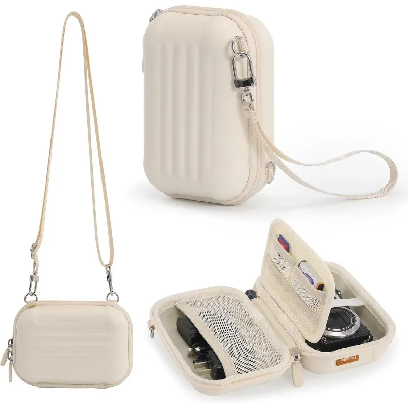 Cwatcun Mini Camera Bag, Waterproof Hard Shell Digital Camera Bag 2 Carrying Method, Lightweight Small Camera Strap