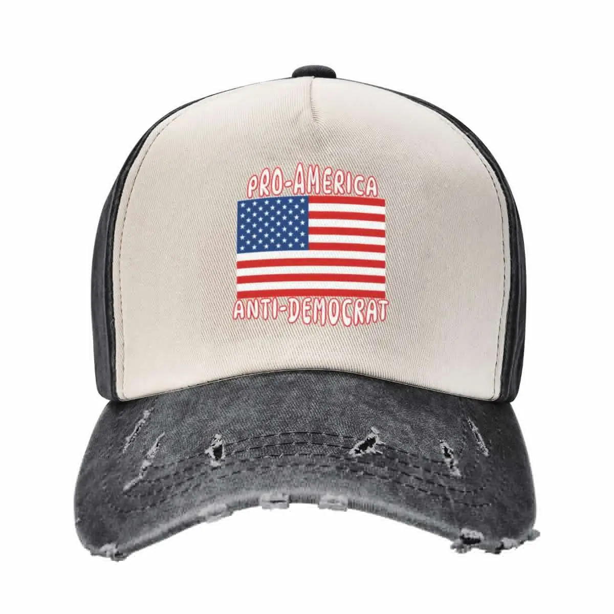 PRO-AMERICA ANTI-DEMOCRAT American Flag Patriotic Design Baseball Cap Beach Bag derby hat Baseball For Men Women's