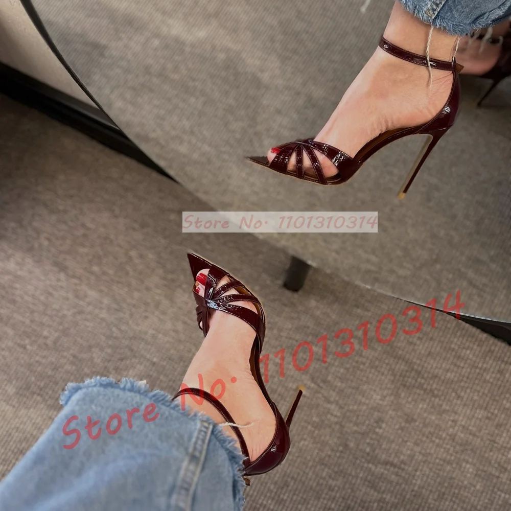 Nude Cross Strap High Heels Sandals Ladies Trendy Open Pointy Toe Classy White Satin Sandal Women Dress Ankle Strap Casual Shoes