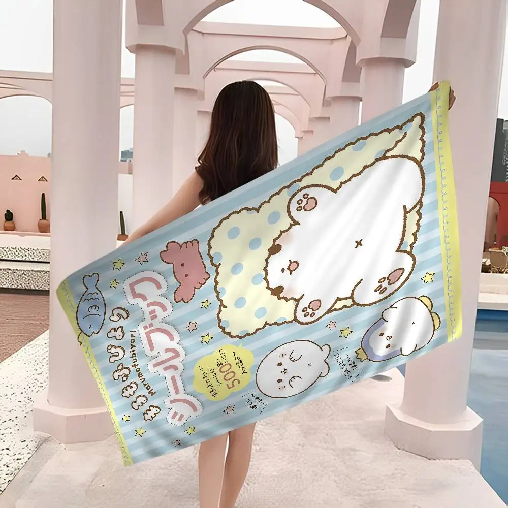 Cartoon M-Marumofubiyori Big Microfiber Beach Towels Quick Dry Towel Sand Beach Towels Pool Towel for Travel Swim Pool Yoga