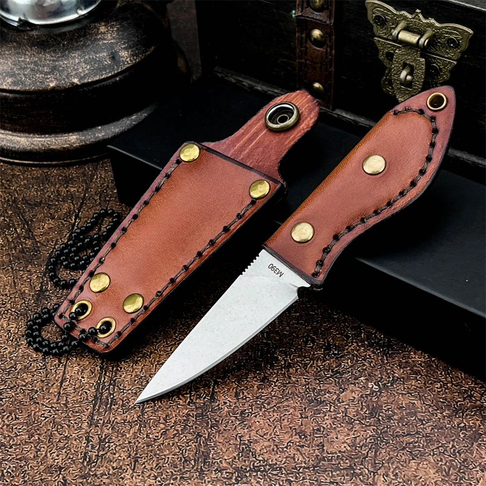 سكين M390 ذو نصل ثابت - أداة نجاة للتخييم والصيد في الهواء الطلق مع مقبض جلد البقر EDC للمشي لمسافات طويلة وصيد الأسنان #1