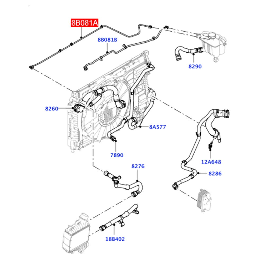 Auto Coolant Overflow Hose LR115217/LR128178 For Land Rover Discovery Sport Range Rover Evoque