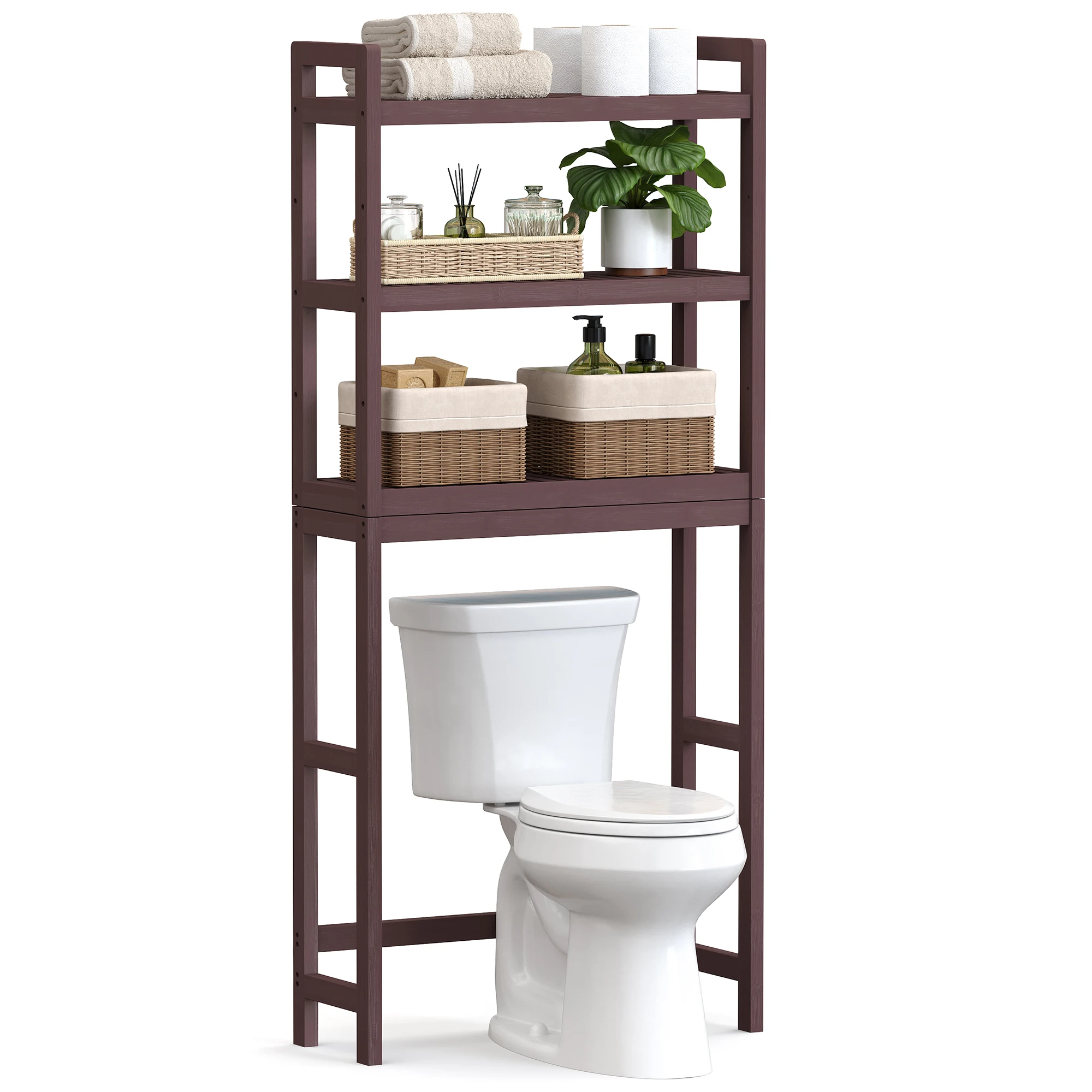 

SONGMICS Over The Toilet Storage, 3-Tier Over Toilet Bathroom Organizer with Adjustable Shelf, Fit Most Toilets, Space-Saving