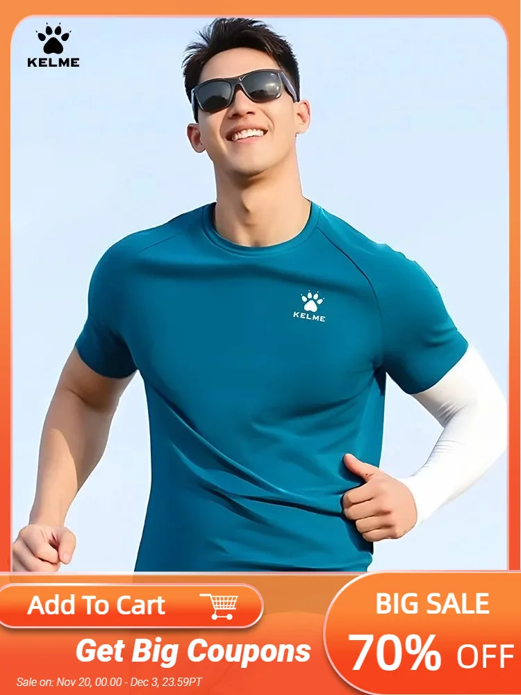 

Kelme Men's Sports T-shirt Ice Silk Football Quick-drying Short-sleeved Fitness Outdoor Running Training Breathable Top