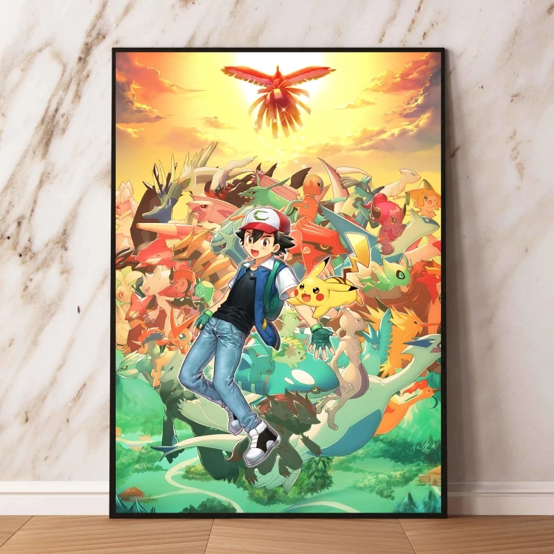 Canvas Artwork Painting Pokemon Ash Ketchum Pikachu Modular Prints Comics Pictures Decorative Poster Toys Cuadros Best Gift