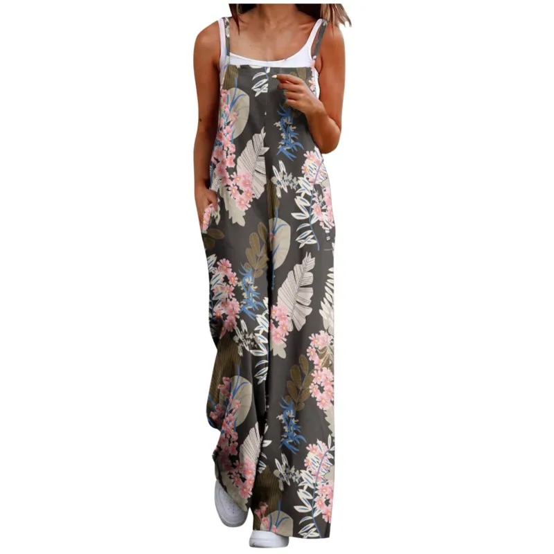 Women Jumpsuits 2024 Casual Vintage Off Shoulder Sexy New Printed Pocket Commuting Holiday Comfortable Loose Pantalones For Lady