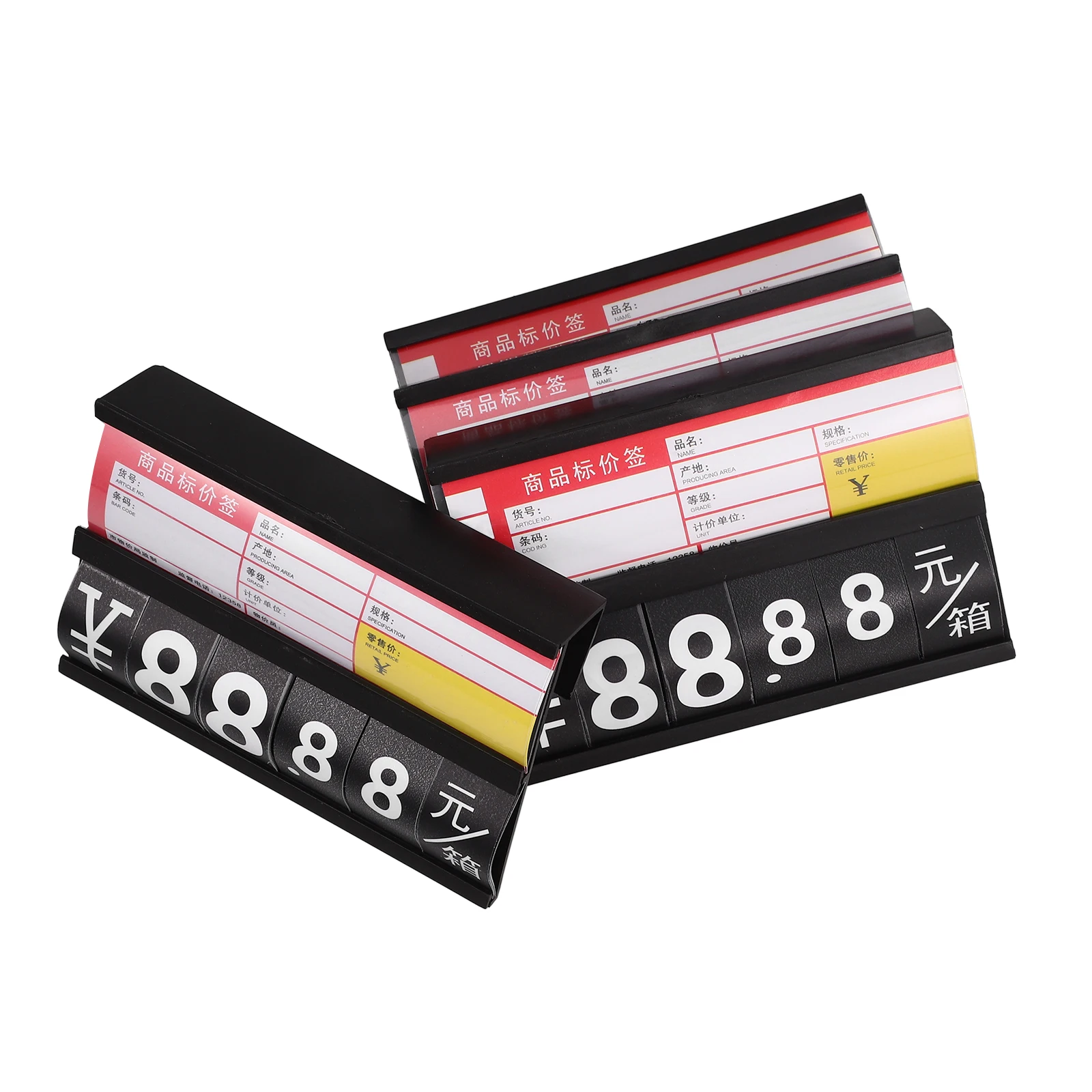 

4Pcs Price Tag Miniature Display Black Promotional Sticker Fresh Fruits Vegetables Cooked Food Meat Aquatic Products Retail