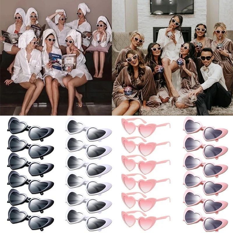 6/12Pcs Heart Sunglasses Wedding Gifts for Guests Bachelorette Hen Party Sunglasses Party Favors Women Fashion Sunglasses
