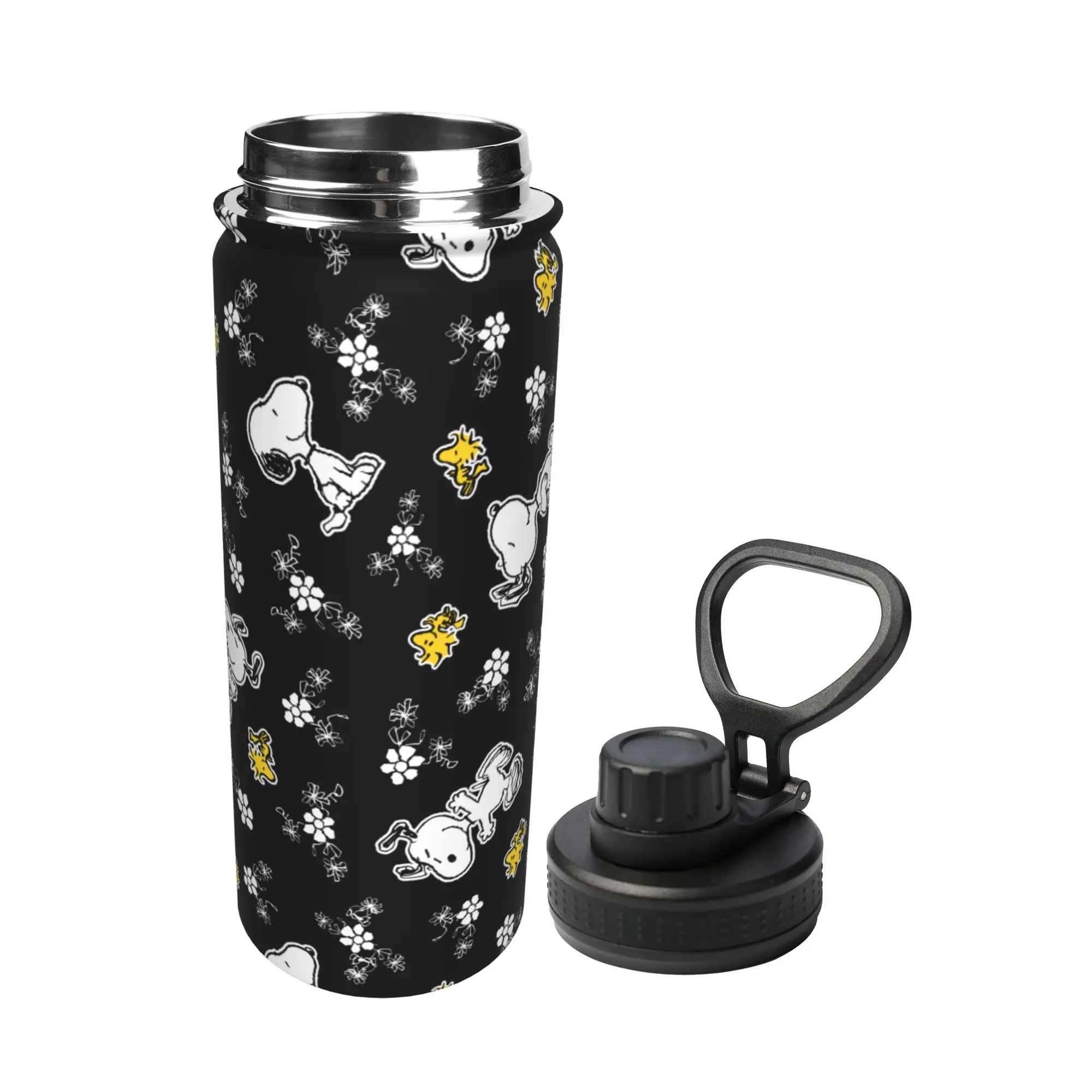 S-Dog-Snoopies Cartoon Fun Flowers 18OZ Sports Insulated Kettle  Coffee Cups Vacuum Flask Outdoor Mug Water Bottle view 2
