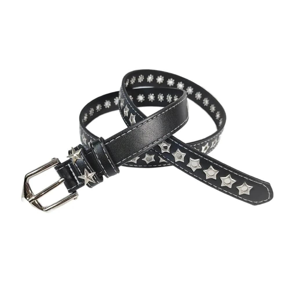 

Star Eyelets Y2K Star Waist Belts Metal Buckle Punk Decorative Women's Jeans Belt PU Leather Luxury Girls Rivet Waistband