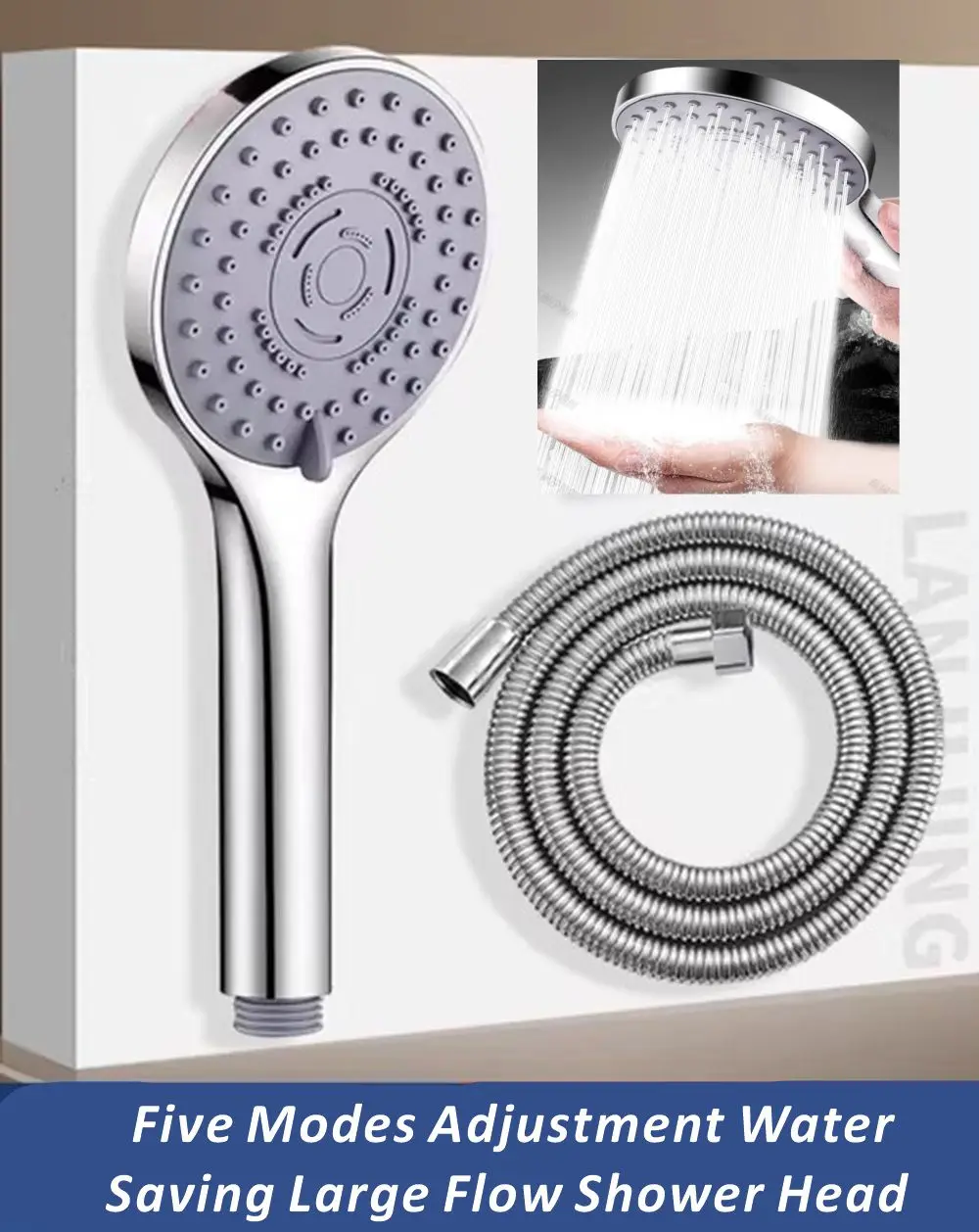 New Bathroom Pressurized Shower Package Accessories Shower Nozzle Large Water Output 5 Models Universal Adaptation Save Water