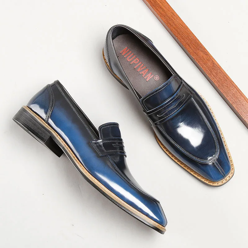 Fashion Men's Casual Leather Shoes Men Classic British Style Monk Loafers Mens Slip-on Thick Sole Heightened Shoe Patchwork