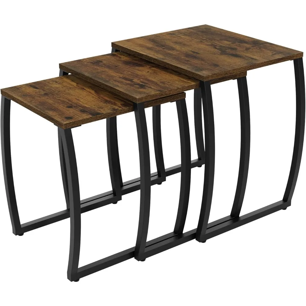 SRIWATANA Mesas nido, mesas auxiliares vintage para sala de estar, mesa para snacks de café, juego de 3