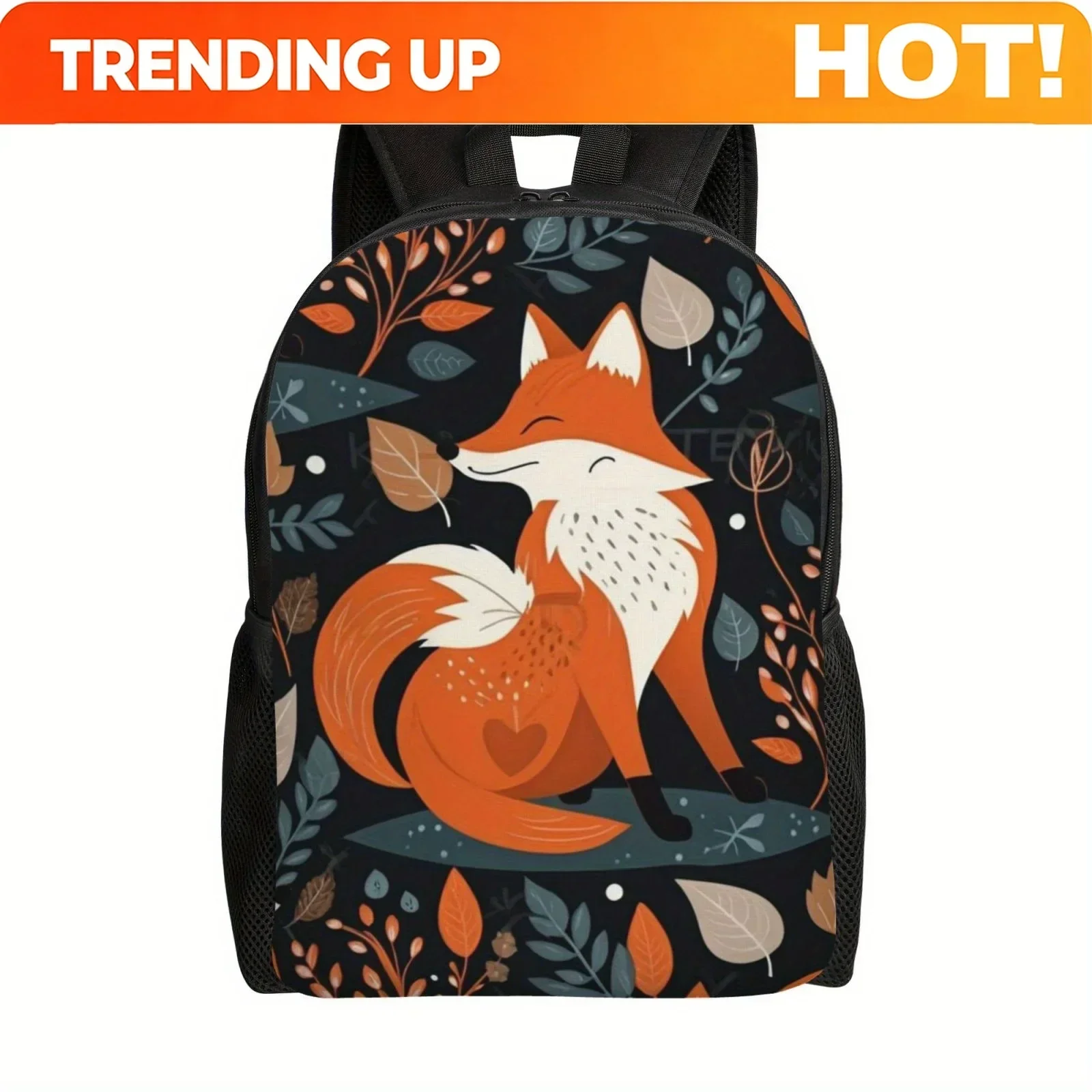 Custom Smile Fox Lightweight Backpack Large Capacity, Adjustable Straps, Durable Polyester Daypack For Work, Travel College