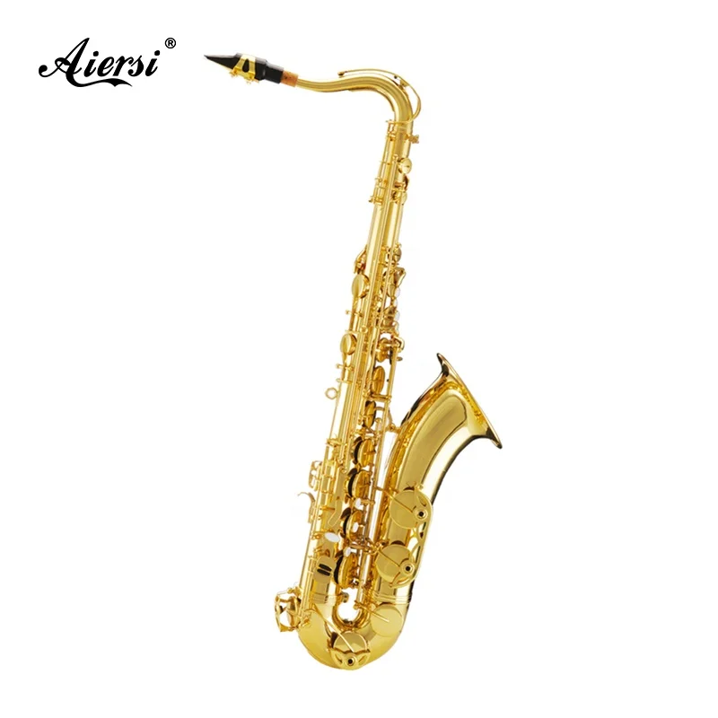 

Aiersi brand Wholesale custom Professional Golden Brass Eb Key Tenor Saxophone woodwind instrument