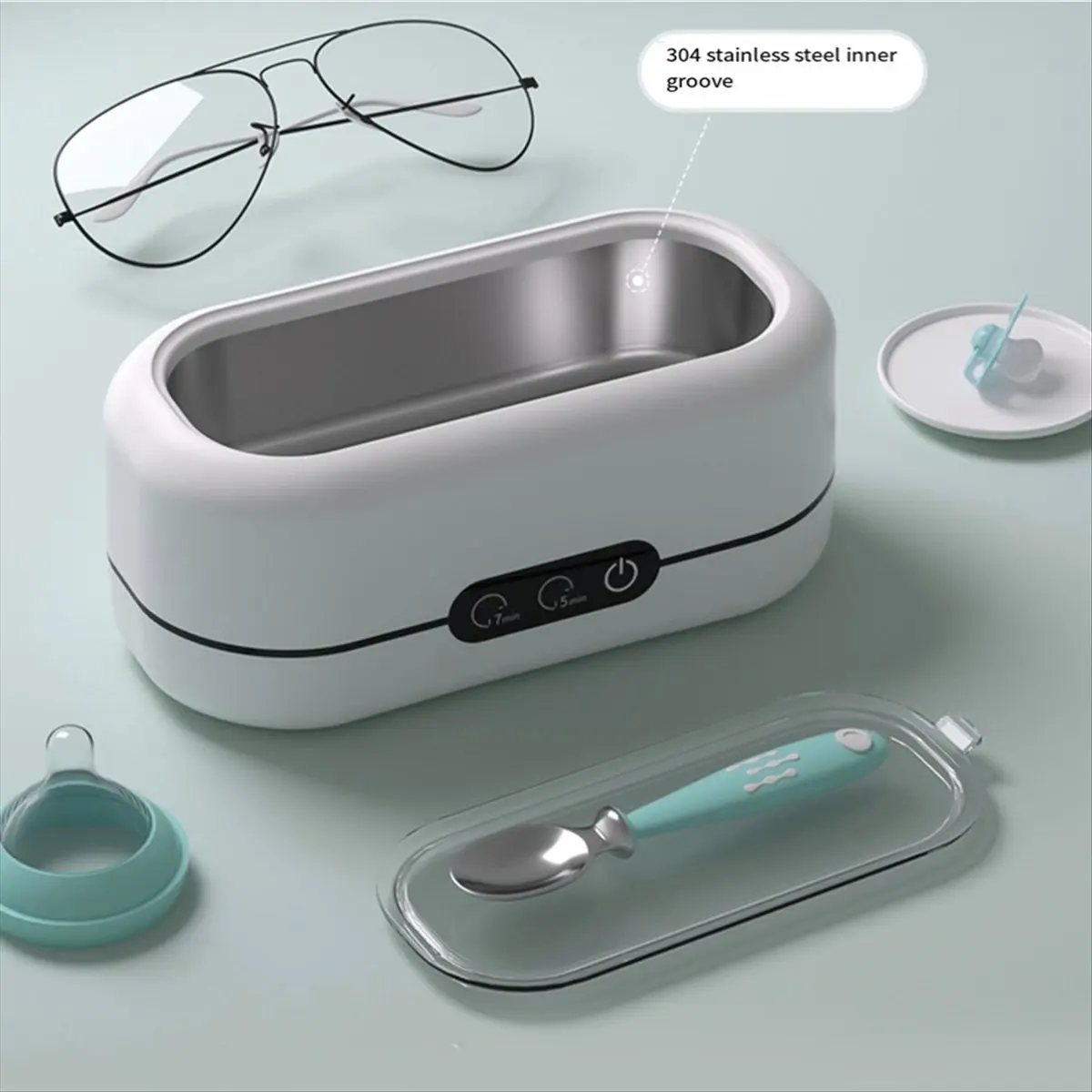 Hot Selling Ultrasonic Jewelry Cleaner, 12oz with Digital Timer, Portable Jewelry Cleaner Ultrasonic Machine for Eyeglasses US P