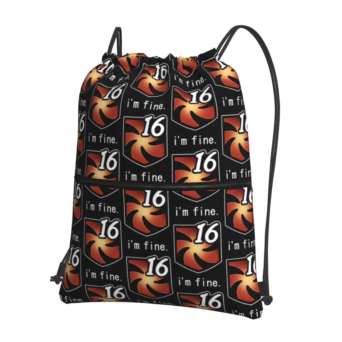 

I'm Fine Vuln Stacks Backpacks Casual Portable Drawstring Bags Sundries Bag Book Bags For Man Woman School