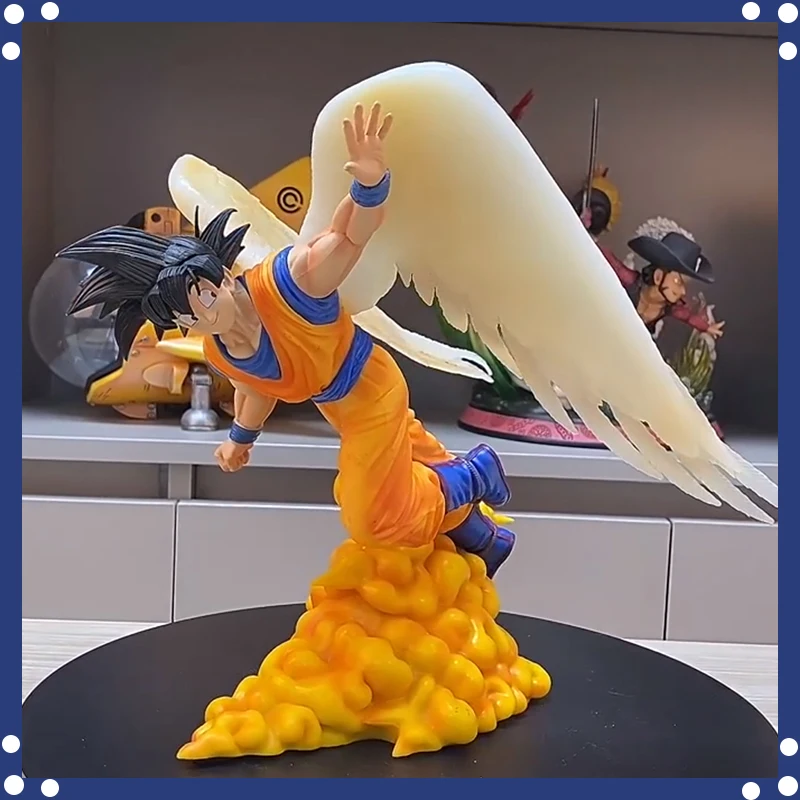 28cm Dragon Ball Anime Figurine Angel Son Goku Kakarotto Angel wings Model Action Figure Statue Doll Decoration Christmas Toys