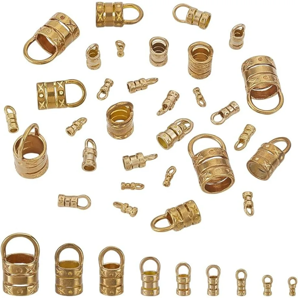 36 قطعة 9 أحجام النحاس الحبل نهاية قبعات شرابة قبعات ل 1 ~ 8 مللي متر الحبال الجلود الحبل نهاية غطاء قبعات المجوهرات تلميح ل استرخى أقراط #1