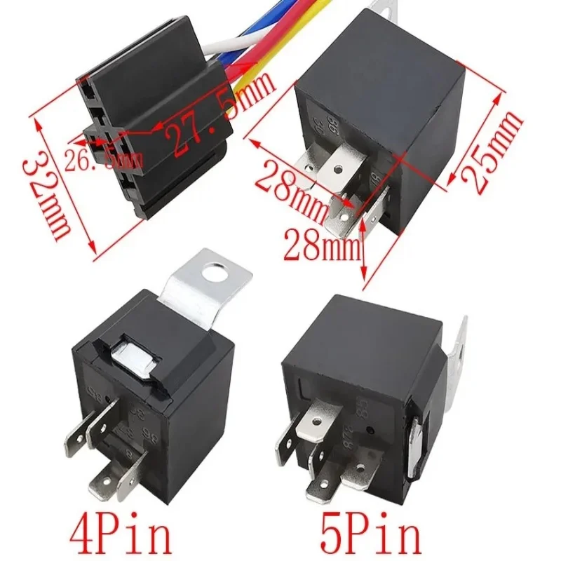 4P 5P 40A Waterproof Car Relay Automotive Relays Normally Open DC 12V 24V Terminal Relay For Head Light Air Conditioner