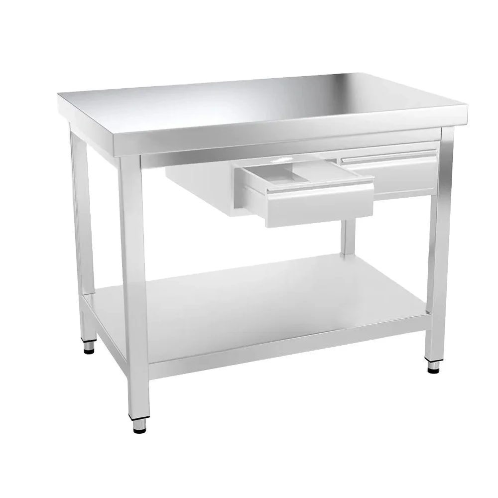 Commercial Stainless Steel Kitchen Prep & Work Table W/ Backsplash Stainless Steel Bench