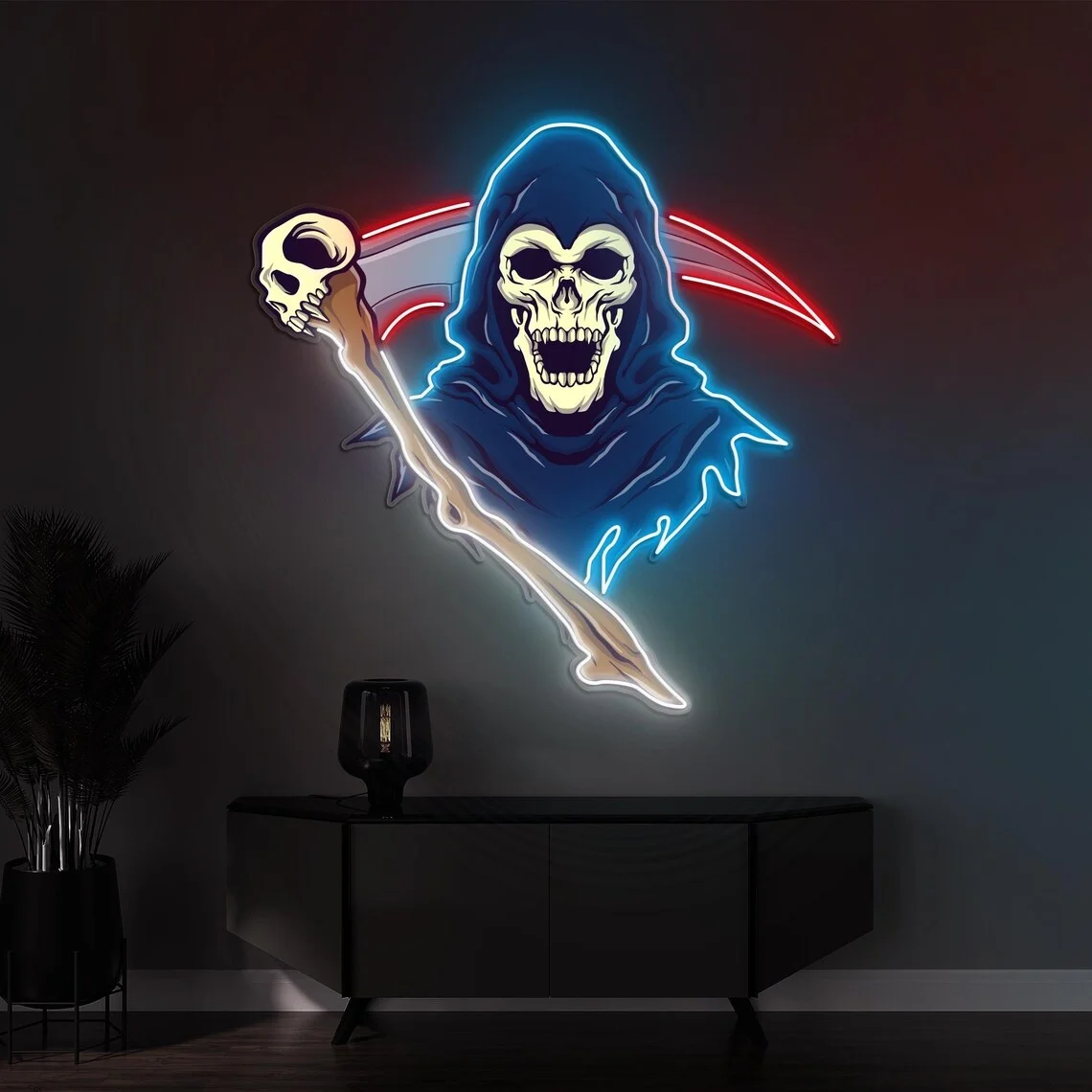 

Grim Reaper LED Neon Sign Skeleton Pop Art Horror Wall Decor
