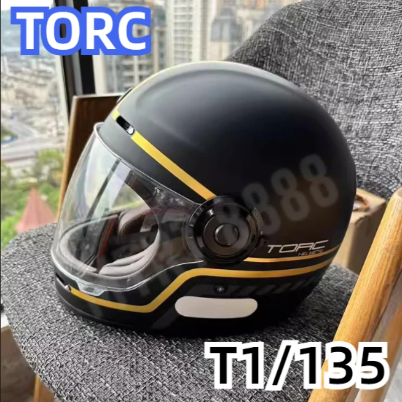 TORC Motorycle Riding Vintage Helmet Motorcycle Full Face Helmet Cover Retro Helmet Men Motorbike Personality Cool Locomotive