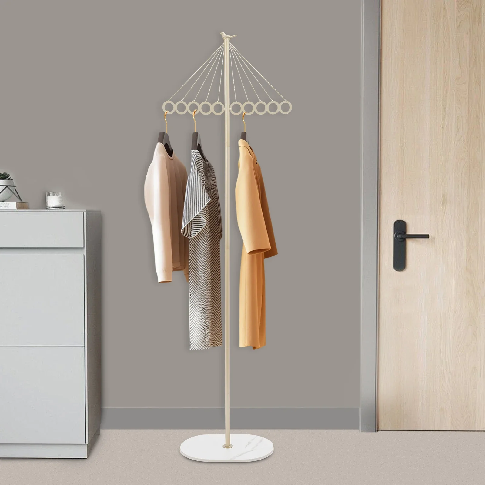 

Clothing Rack with 10 Hooks, Creative Decorative Metal Clothing Rack, Entrance Clothing Rack with Rock Slab Base