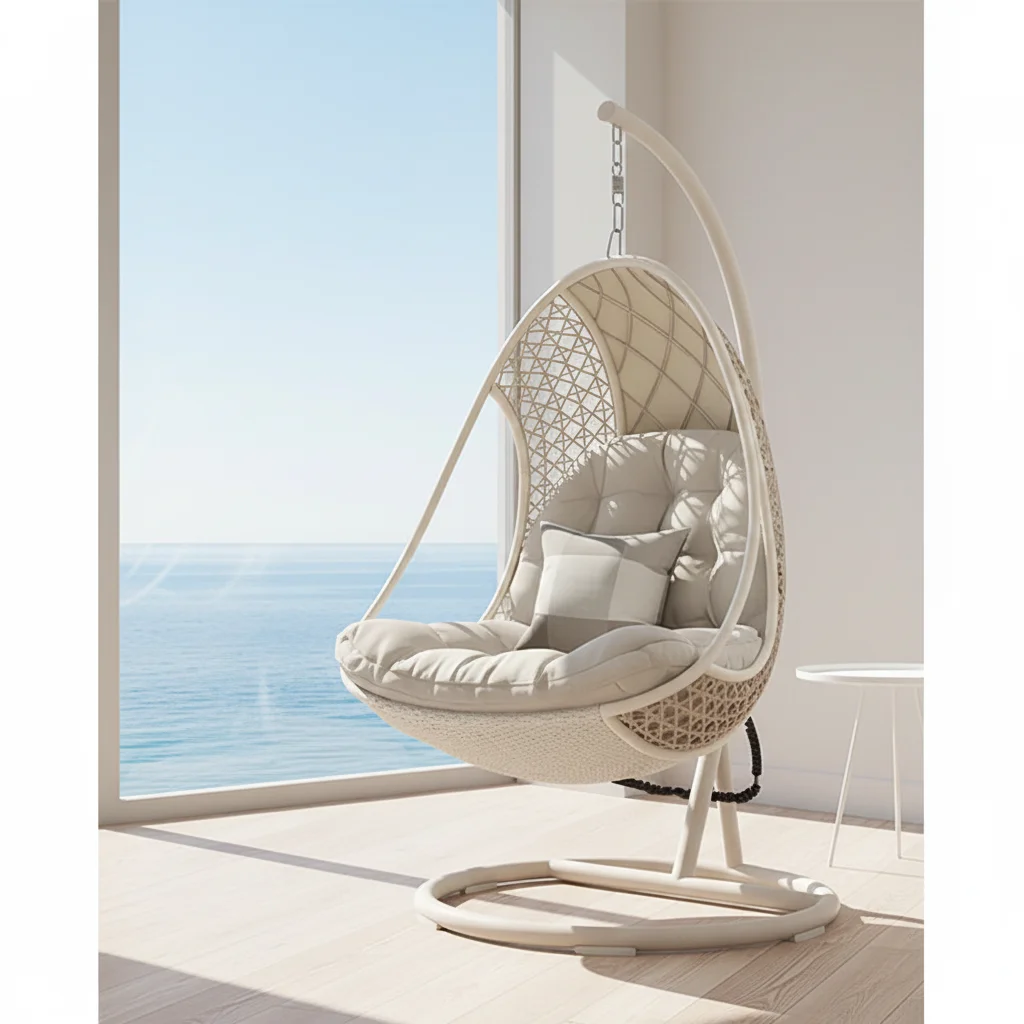 # Modern Bedroom Outdoor Hanging Rocking Chair With PE Rattan Material Single Cradle For Balcony And Indoor Use